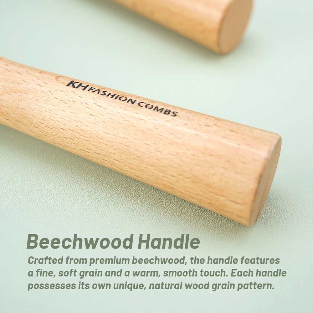 Natural Wood Handle Air Cushion Hair Brush - Soft Round-Tip Nylon Pins for Gentle Detangling & Scalp Massage Oasis Select
