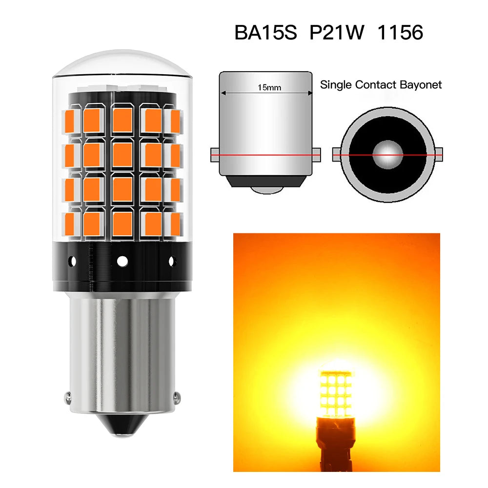 ASLENT 2-Pack 54-SMD LED Bulbs | Turn Signal Brake Reverse 12V Automotive LED Bulb Oasis Select 1156 P21W Amber