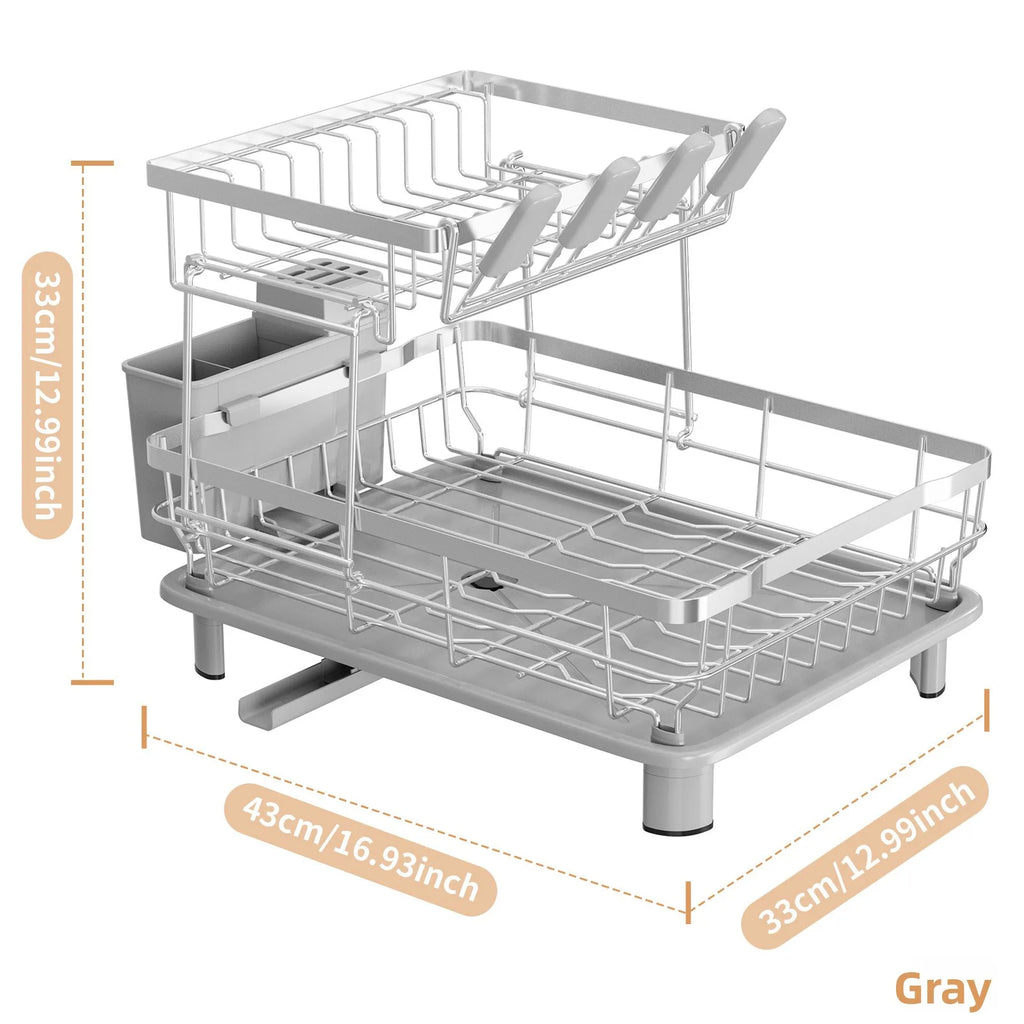 Kitchen Shelf Stainless Steel Dish Drain Rack Sink Side Storage Rack Cutlery Rack Drain Basket Oasis Select Gray color box