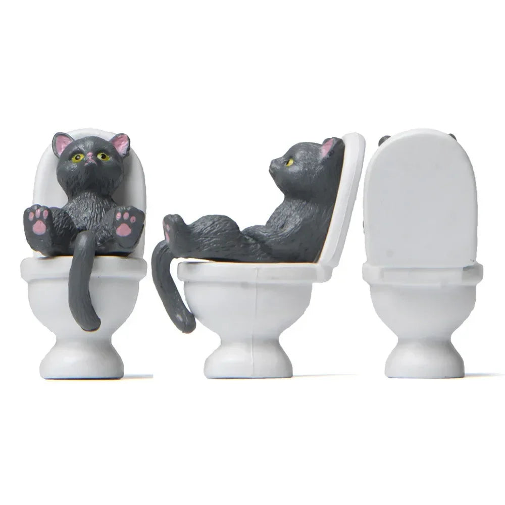 Funny Cat Spiritual Consolation PVC Appearance Toilet Office Mini Animal Cat Party Supplies Miniature Desk Decoration Oasis Select
