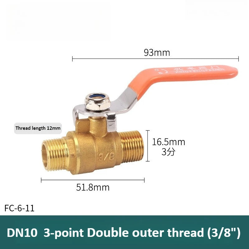 Brass Long Rod Ball Valve 1/8 "1/4" 3/8 "1/2" 3/4 "1 Inch Internal/external Thread Connector Adapter Copper Pipe Connector Oasis Select 3-point Double outer Long stem ball valve