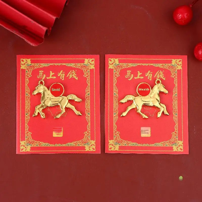 New Year Gifts Ornament Set, 2/3/4/10Pcs Golden Zodiac Horse Pendant, 2026 Year Of The Horse Car Home Decor Oasis Select A4 2pcs