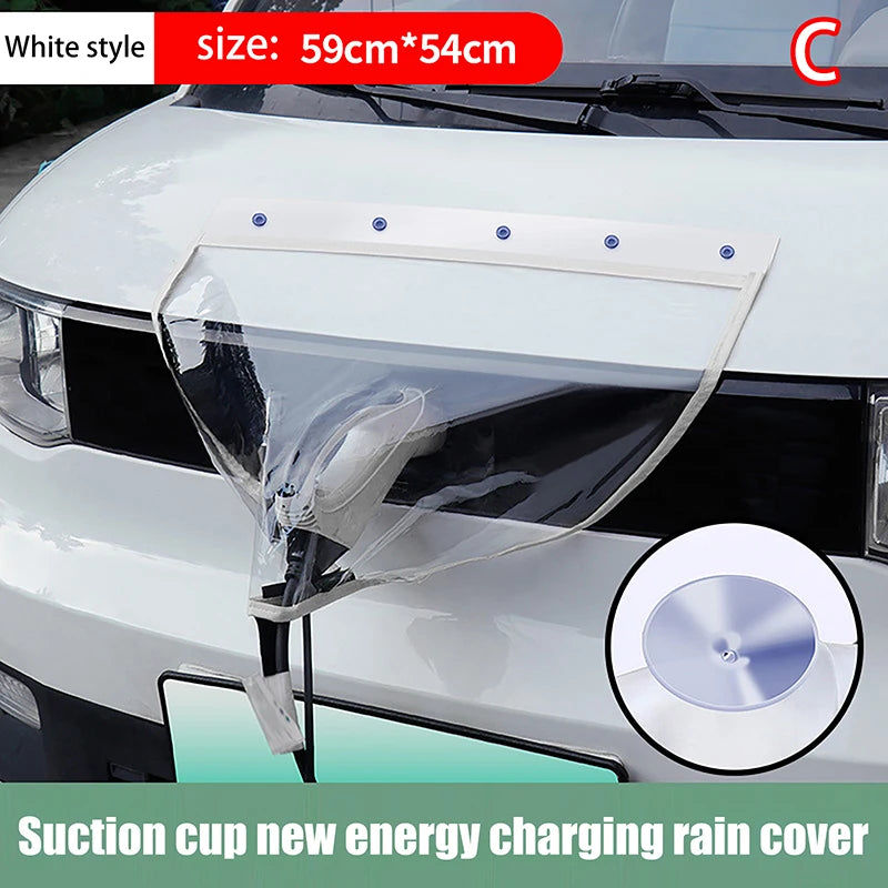 Electric Car Charging Port Waterproof Cover Suction EV Charger Car Cover Suction Adsorption Rain Cap UV Safe Charger Cover Oasis Select Suction cup white