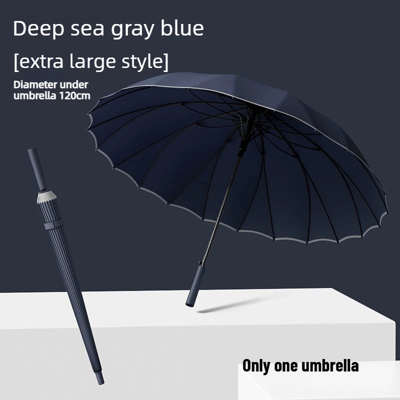 1pcs Long Handled Umbrellas for Two or Three People Extra Large Reinforced Thick Sturdy Wind Resistant and Maillard Resistant Oasis Select Gray blue 24 bone xl full-fiber 24K