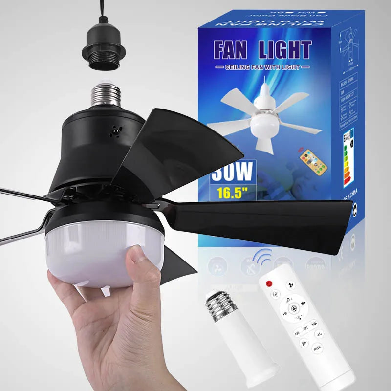 URGGU 30W LED Ceiling Fan E27 Remote Control Dimmable 3-Mode
