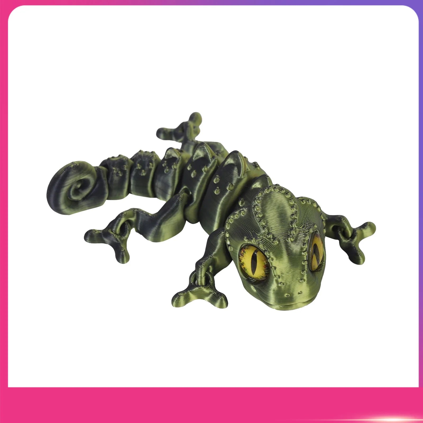 3D Printed Chameleon Figure – Movable Joints & Realistic Eyes Articulated Animal Figure Oasis Select Bronze One Size