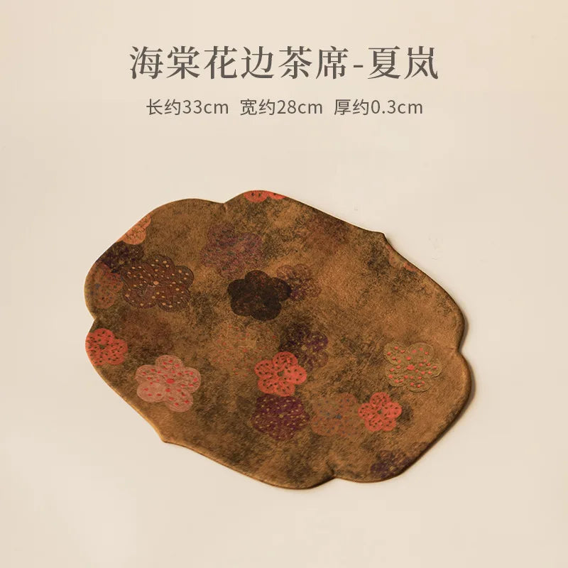 Chinese Style Begonia Edge Tea Mat Zen Dry Bubble Mat Heat Insulation Tea Pad Tablecloth Tea Towel Tea Flag Tea Set Oasis Select Tea Mat - Xia Lan