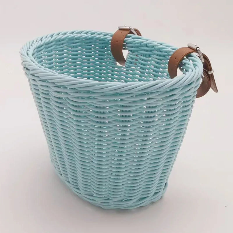 Eco-friendly Woven Rattan Baskets - Fit Scooters Baby Walkers Children's Bikes & Electric Vehicles Multiple Sizes Rattan Basket Oasis Select Blue 22x18x18CM