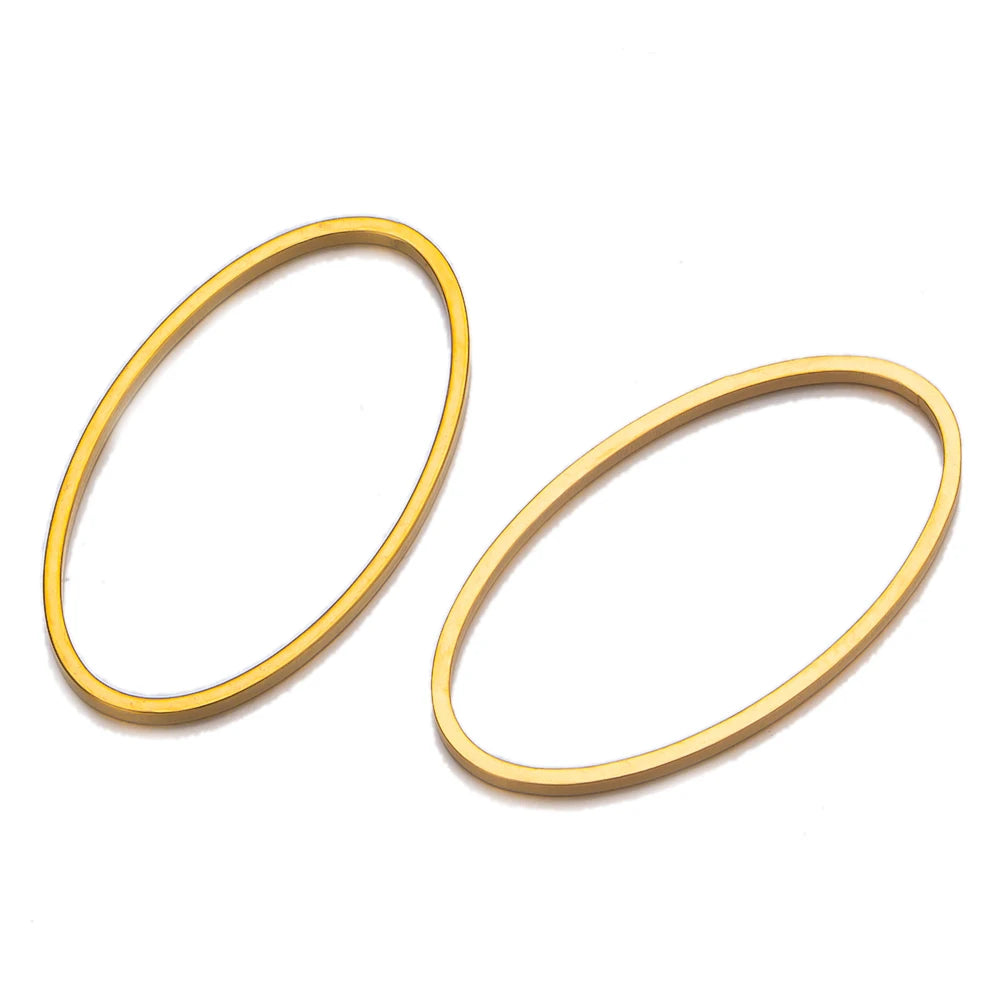 10Pcs Stainless Steel Oval Shape Charms Ring Frame Bezel For DIY Earrings Pendant Jewelry Making Supplies Accessories Findings Oasis Select Gold 14x26mm