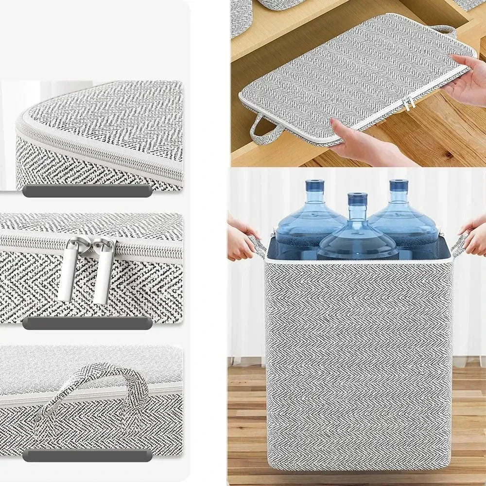150/220L Non-woven Storage Bag with Lids Zipper Foldable Clothes Quilt Bins Container Large Capacity Dust-proof Bag Organize Oasis Select