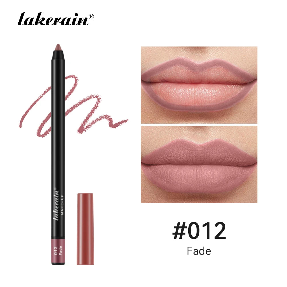 12 Colors Matte Lipliner Pencil Red Contour Tint Lipstick Waterproof Long Lasting Non-stick Cup Moisturising Lips Makeup Oasis Select 12 Fade
