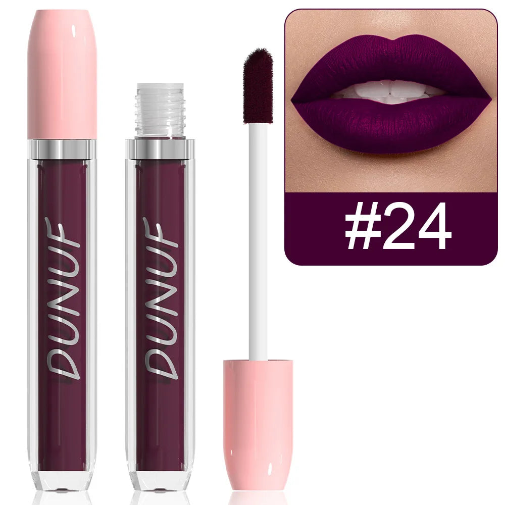 Matte Lip Gloss Lipstick, High Pigment Waterproof Velvet Long Lasting Purple Bright Red Deep Red Nude, Y2K Valentine's Day Gifts Oasis Select 24
