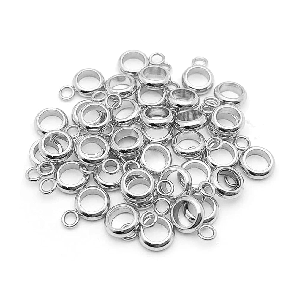 20pcs Stainless Steel Ring Bail Beads Charm Hanger Links Connectors with Loop European Pendant for DIY Bracelet Jewelry Making Oasis Select Steel 6mm