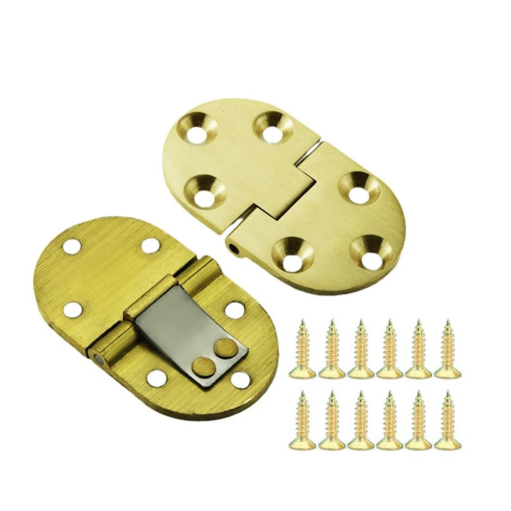 2Pcs Rounded Edges Brass Tray Hinges 90-degree Flip Hinges,spring Folding Copper Waist Hinges with Clip Positioning with Screws Oasis Select