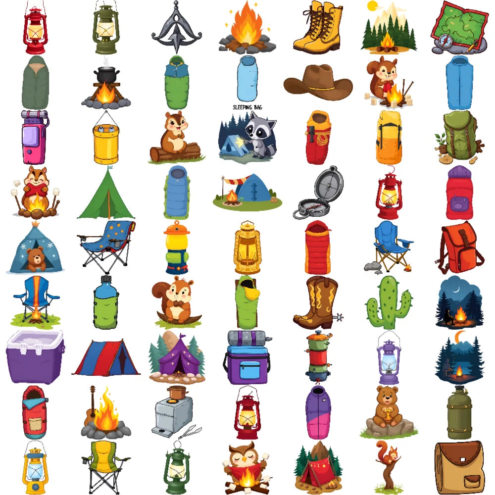 63pcs Camping Temporary Tattoo Stickers for Kids – Waterproof Temporary Tattoo Set Oasis Select