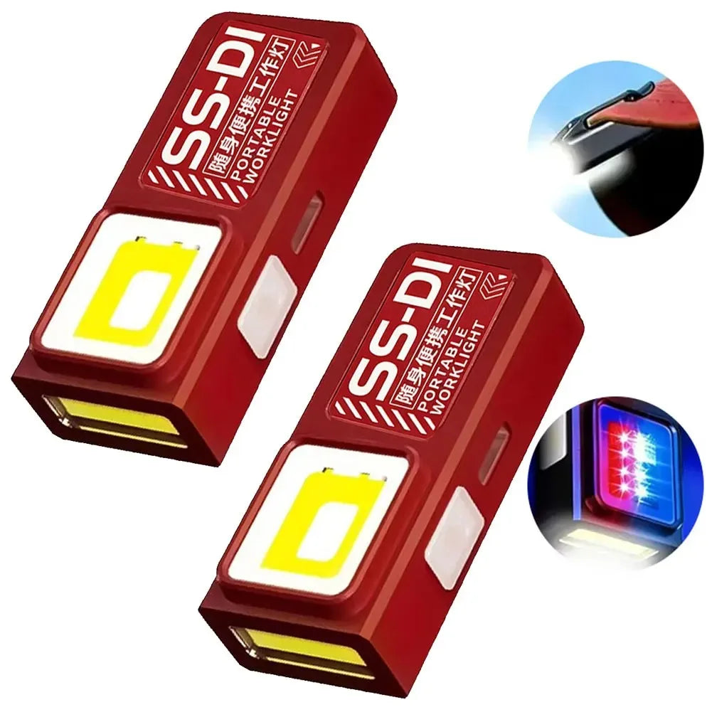 Mini COB LED Flashlight USB C Rechargeable Powerful Work Light with Clip Magnet Waterproof EDC Camping Walking Pocket Lantern Oasis Select S562-B 2PCS