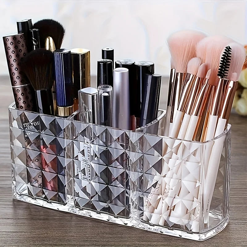 Clear Acrylic Makeup Organizer Holder For Brushes Lipstick And Cosmetics Vanity Desk Storage Box Produce Fridge Container Oasis Select