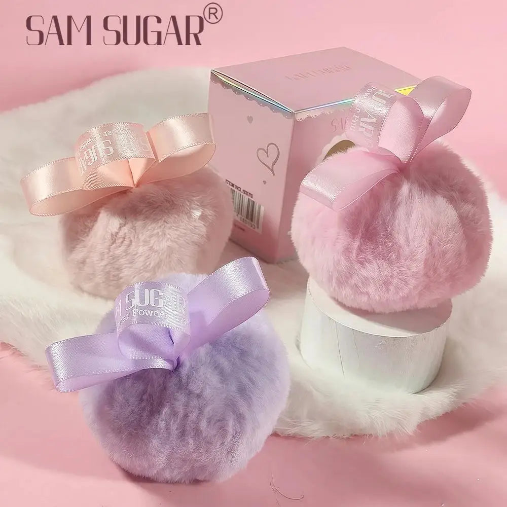 SAM SUGAR Pink Peach Shimmer Highlighter Powder Puff | Face & Body
