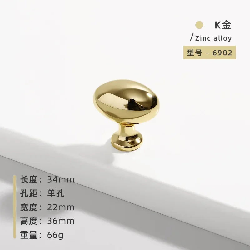 Minimalist Cabinet Door Knobs and Handles Pigeon Egg Oval Drawerknobs Wardrobe Handles for Furniture Oasis Select L-gold 34MM