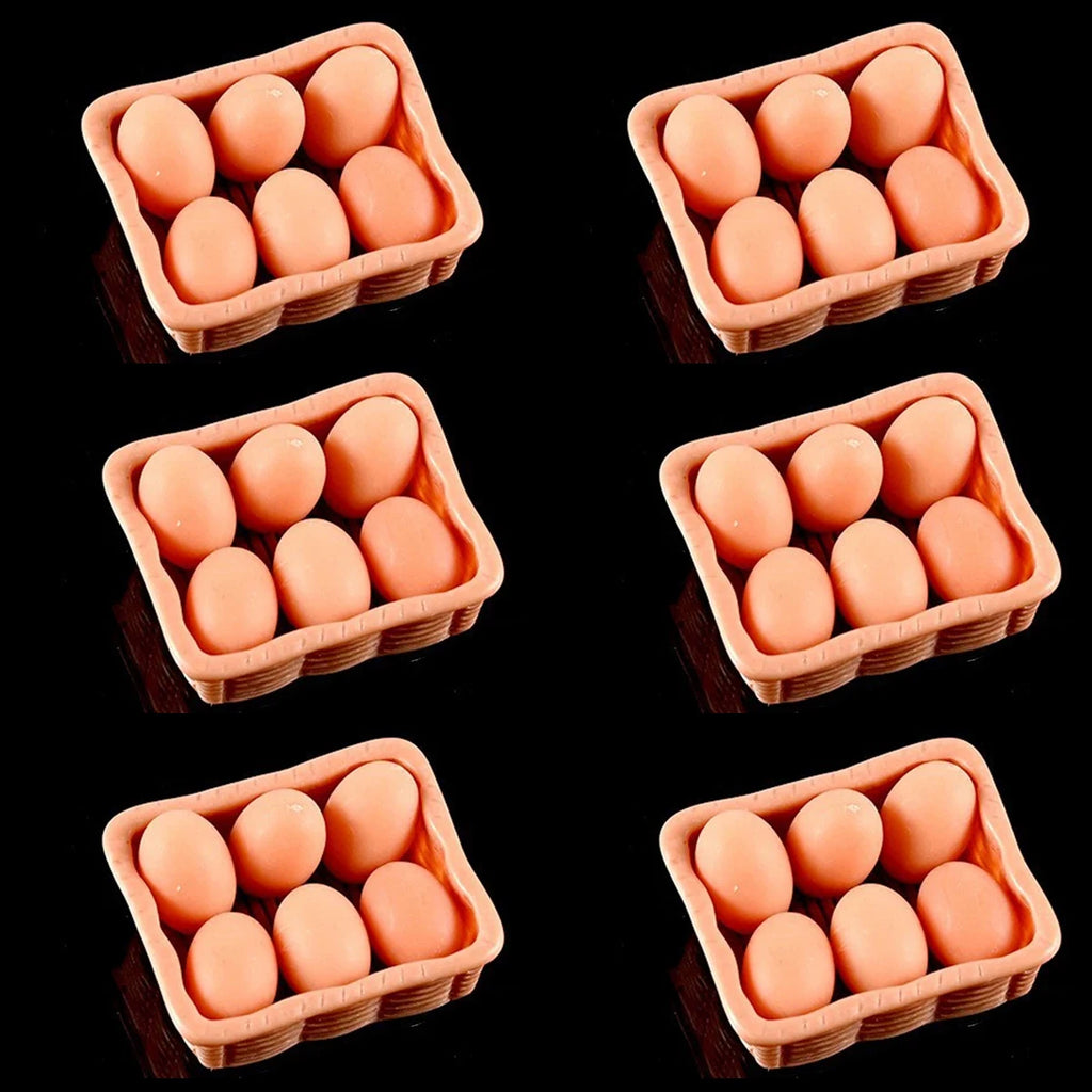 Miniature egg carton simulation decoration 1:12 dollhouse kitchen accessories shooting scene props, decorative ornaments Oasis Select 6 sets of yellow