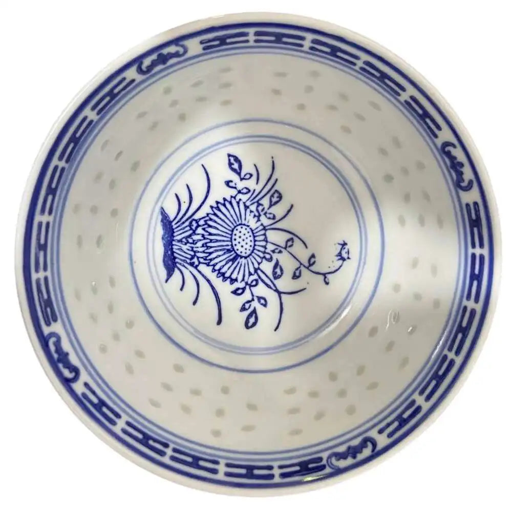 Blue and White Porcelain Bowl Chinese Orchid Bowl Traditional Ceramic Dragon Bowl Old Style Dessert Rice Bowl Oasis Select 1Pcs Orchid 6 inch