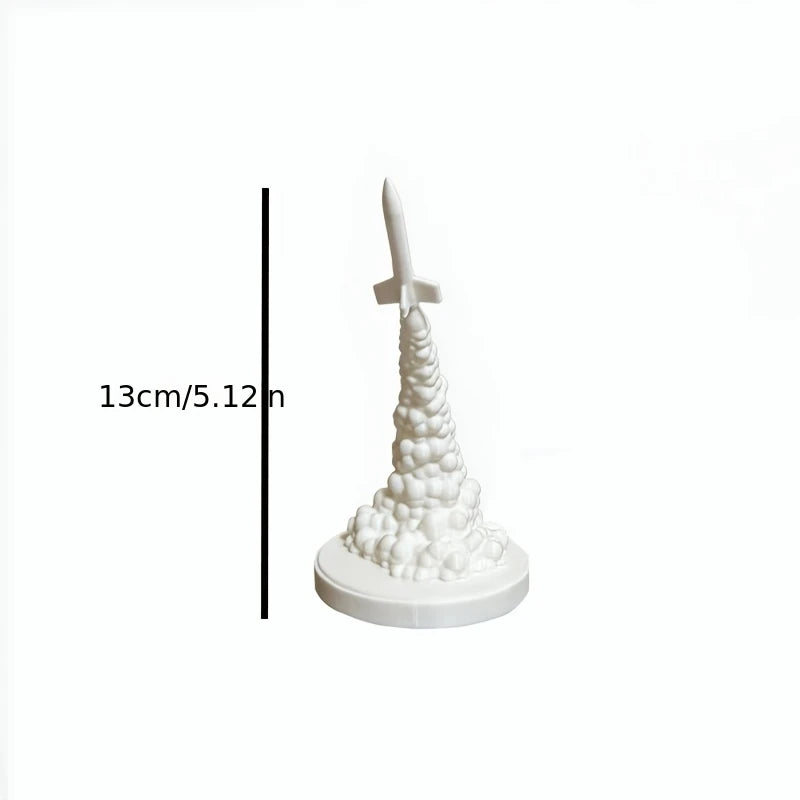 Rocket Launch Figurine 3D Printing Modern Space Theme Statue cool Rocket with Smoke Ornaments for Home Office Desktop Decor gift Oasis Select launch 13x8.9x7.1cm