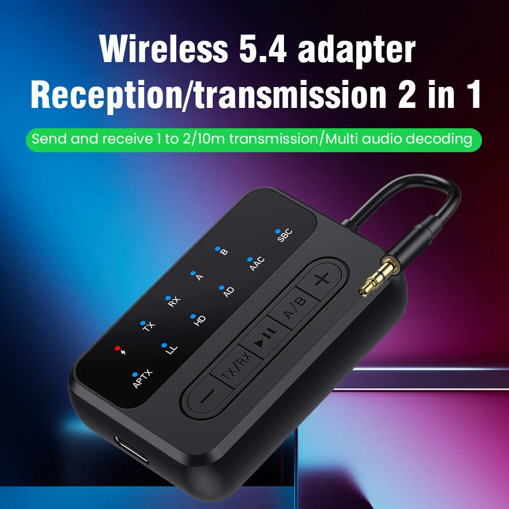 AptX Bluetooth Audio Transmitter Receiver 3.5MM AUX AptX-Adaptive AD/HD/LL AAC HiFi Multipoint Wireless Adapter For TV PC Car Oasis Select