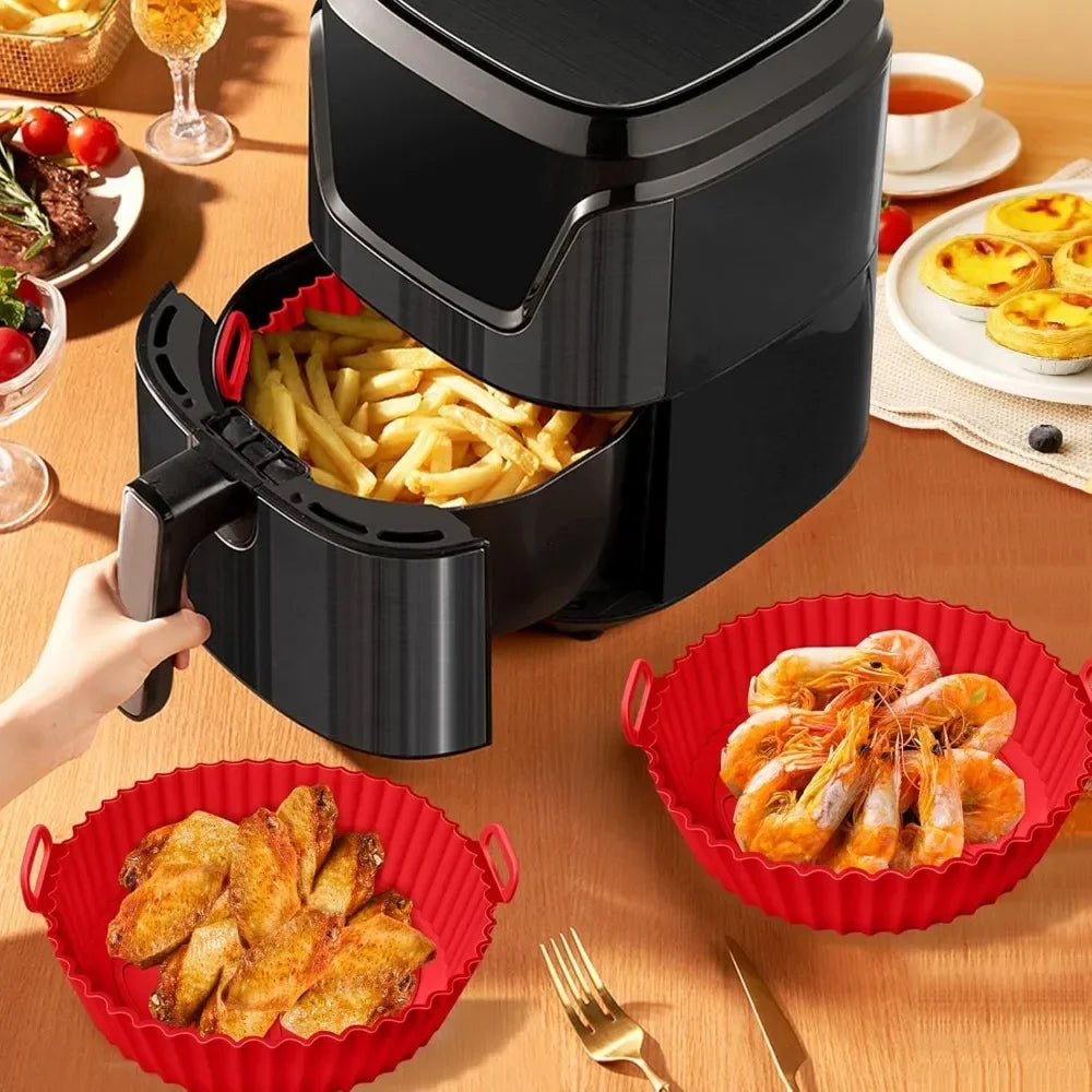 Silicone Basket Pot Tray Airfryer Liner for Air Fryer Reusable Container Accessories Pan Baking Mold Protector Kitchen Gadgets Oasis Select