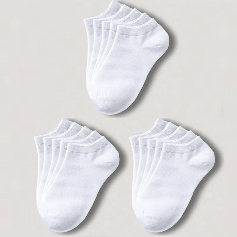 1-20pairs Wholesale Unisex Socks, Breathable Sports Socks, Solid Color Boat Socks, Comfortable Cotton Ankle Socks, White Oasis Select 15pairs white