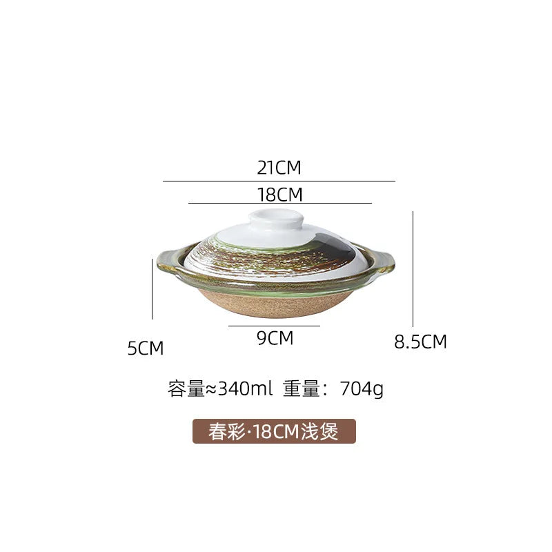 Pottery High Temperature Resistant Dry Cooking Little Pan Rice Gas Cooker Ceramic Casserole Shallow Casserole Pot Oasis Select 18cm 340ml