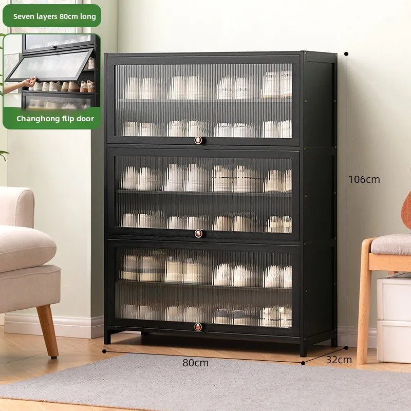 Shoe cabinet storage rack household modern door large capacity simple space saving ultra-thin solid wood Oasis Select Seventh floor 80