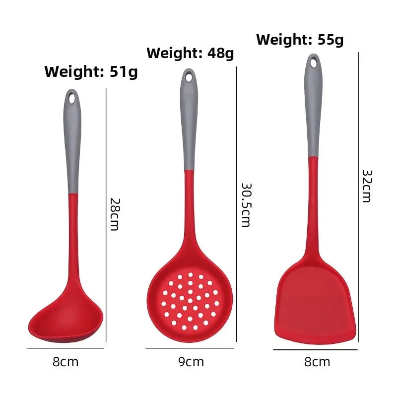 Food Grade Silicone Spatula Non Stick Pot Spatula Heat-resistant Pot Protector Household Stir Fry Soup Spoon Oasis Select grey red