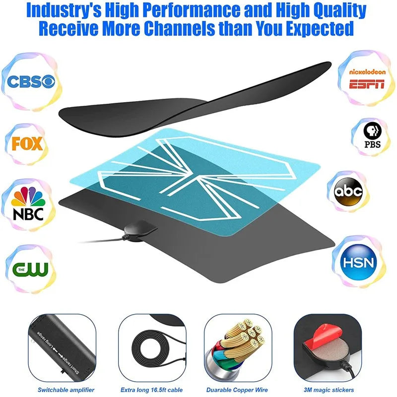 2025 Upgraded HD Digital TV Antenna, Supports 4K 1080P TV Indoor and Outdoor Use - Suitable for Smart TVs Oasis Select