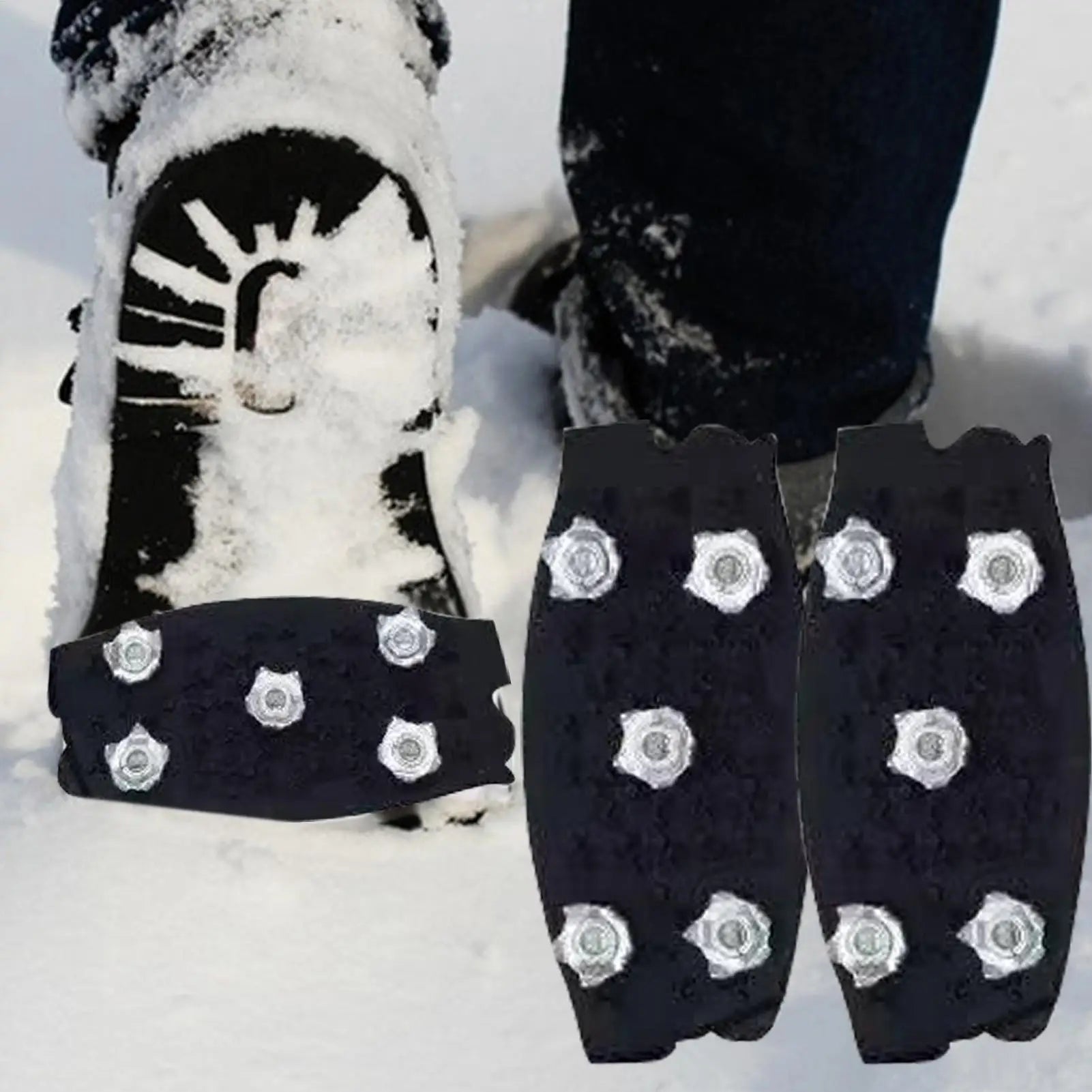 Ice Grips for Shoes 5-Tooth Footwear Crampons Walking Ice Traction Cleats Snow Grips Cleats for Hiking Climbing Walking Skiing Oasis Select