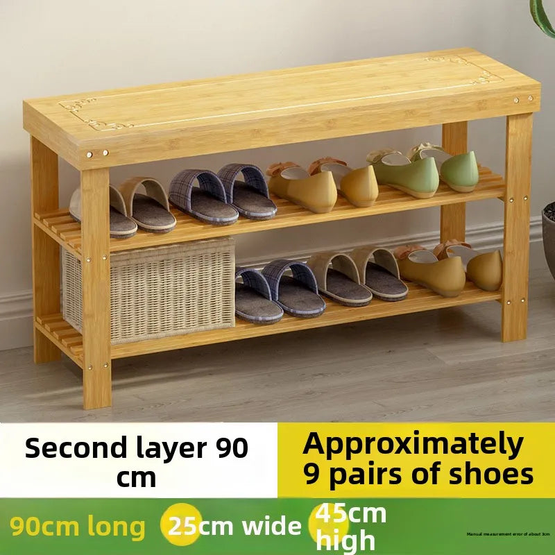 Shoe changing stool household door shoe cabinet seat stool integrated seated small stool wear shoe stool soft bag shoe rack Oasis Select Primary-2 layer-90cm