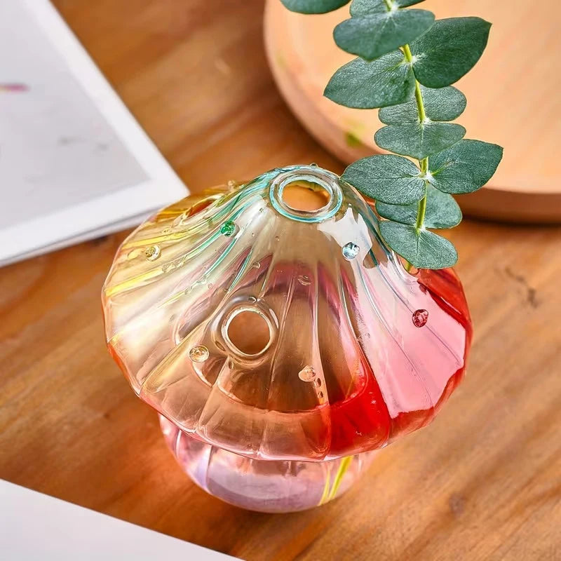 Colourful Glass Mushroom Vase For Plant Display Home Decor Table Centerpiece Hydroponic Aromatherapy Vase Desktop Art Decoration Oasis Select