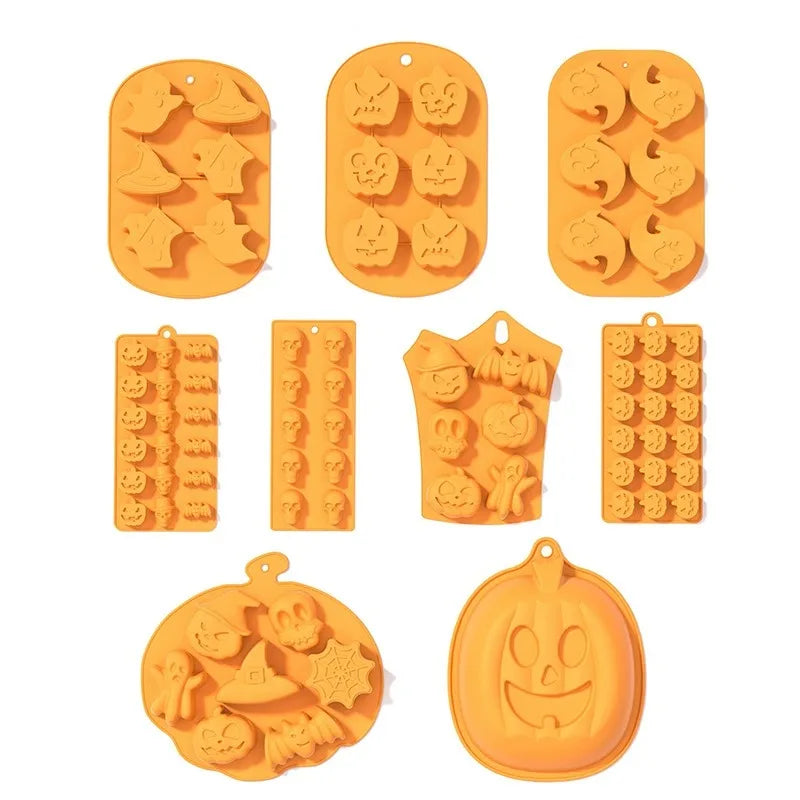 Halloween Silicone Molds Pumpkin Candy Mould Tray Pumpkin Ghost Bat Skull Fondant Chocolate Moulds for Craft Cupcake Soap Jelly Oasis Select