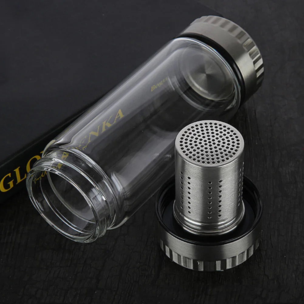 Double Wall Glass Tea Bottle with Filter – 320ml & 420ml