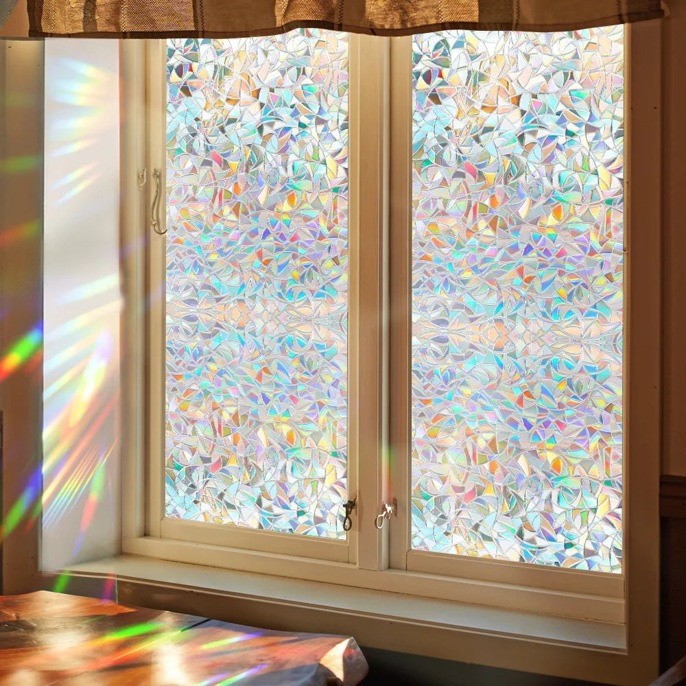 Sun Catcher Crescent Glass Sticker Electrostatic Decorative Painting Rainbow Removable Sunscreen Window Sticker Painting Oasis Select