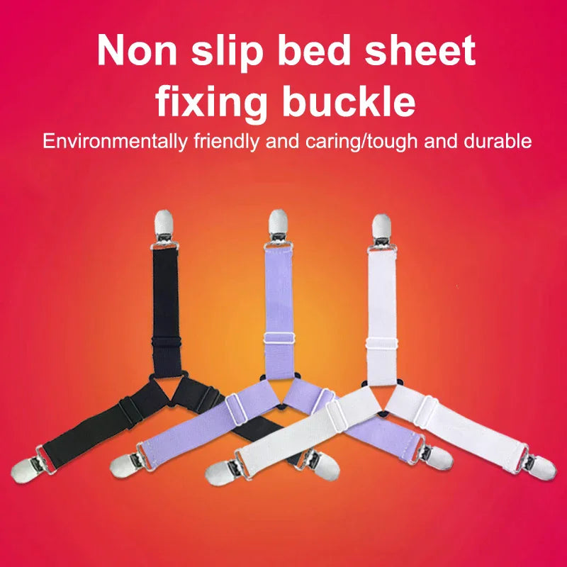 4pcs Adjustable Bed Sheet Clips Elastic Straps Fasteners Holder for Mattress Cover Organizer Home Gadgets Oasis Select