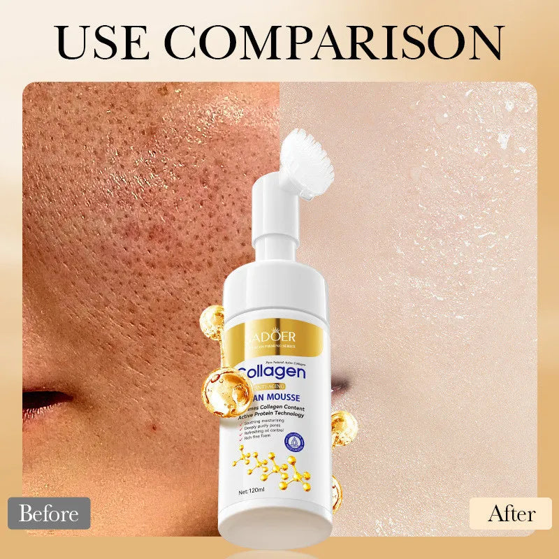 SADOER Collagen Facial Cleanser for Anti Wrinkle Deep Cleaning Mousse Nourishing Moisture Skin Care 120ml Oasis Select
