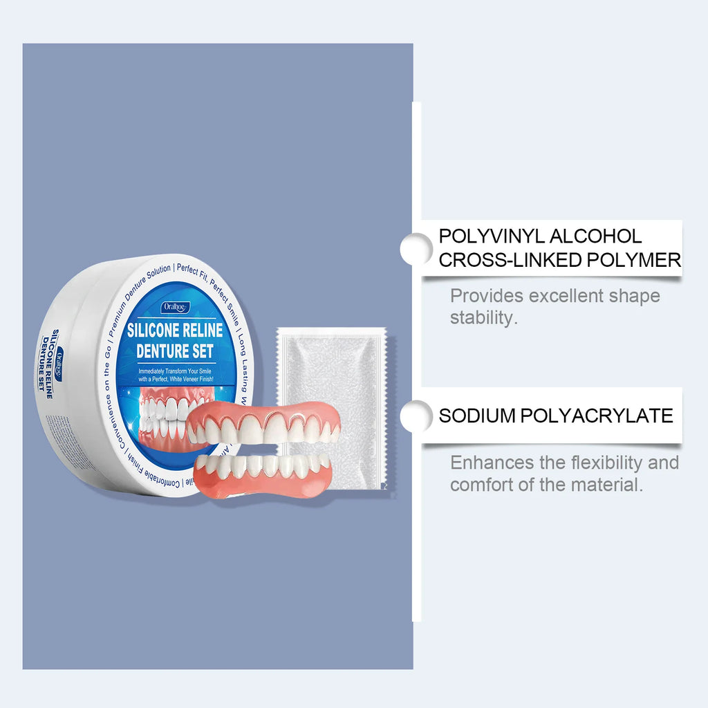 1pcs Silicone Denture Set Temporary Dentures Fit Mouth Cavity Perfect Smile Comfortable Fake Tooth Tool Simulation Teeth Braces Oasis Select