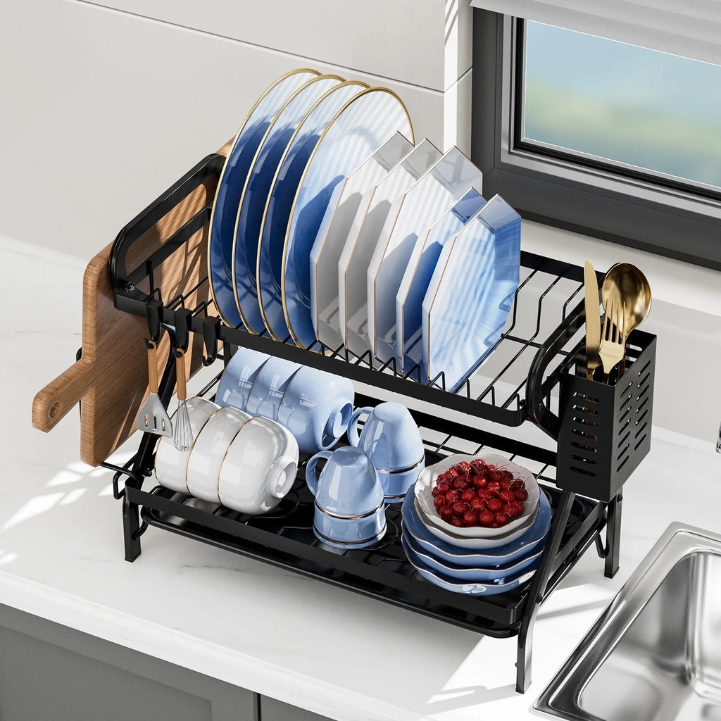 Kitchen Drain Bowl Holder Tableware Water Filter Shelf Household Plates Dish Cutlery Storage Box Oasis Select