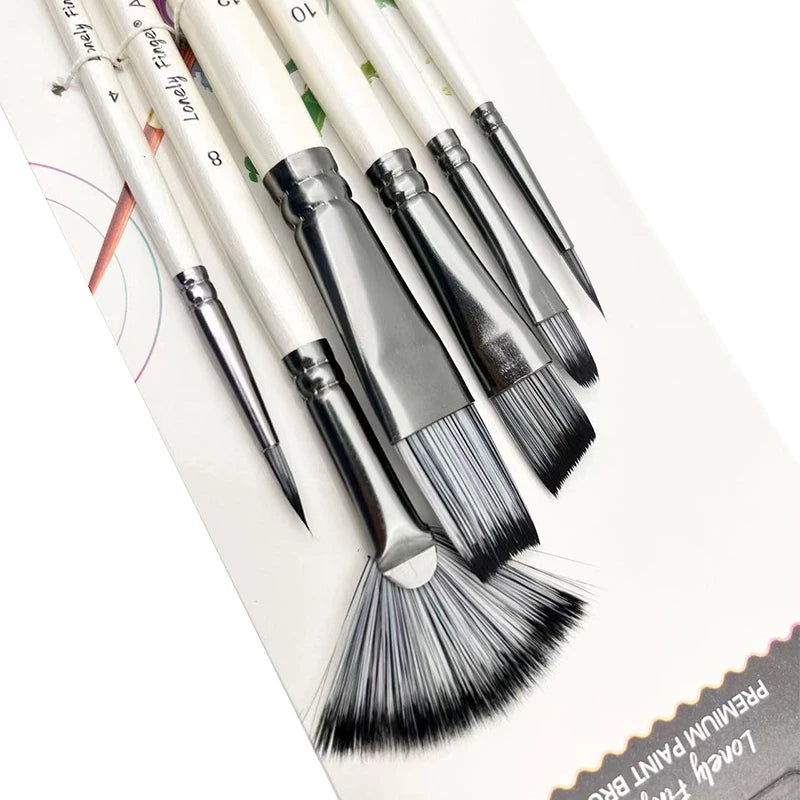 6 Piece Artist Paint Brush Set - Anti-Shedding Nylon Hair Brushes with Comfortable Grip for Acrylic, Watercolor, Oil, Gouache & Oasis Select 6pcs