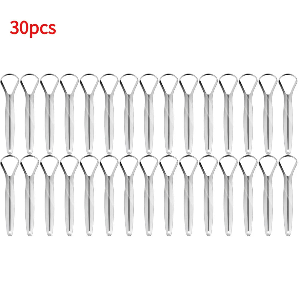 Portable Single Layer Tongue Scraper Reusable Stainless Steel Oral Mouth Brush Tongue Scraper Fresh Breath Maker Oasis Select One Unit 30pcs