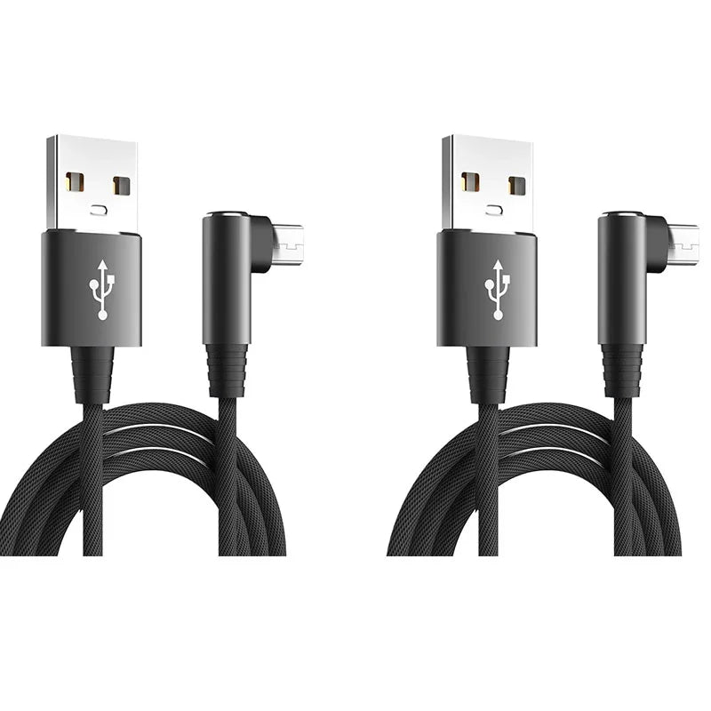 1/3pcs USB Micro Cable 3A 90 Degree Elbow Data Cable Charger Cord for Xiaomi Mobile Phone Accessories Fast Charging Usb Cable Oasis Select black-2pcs 2m
