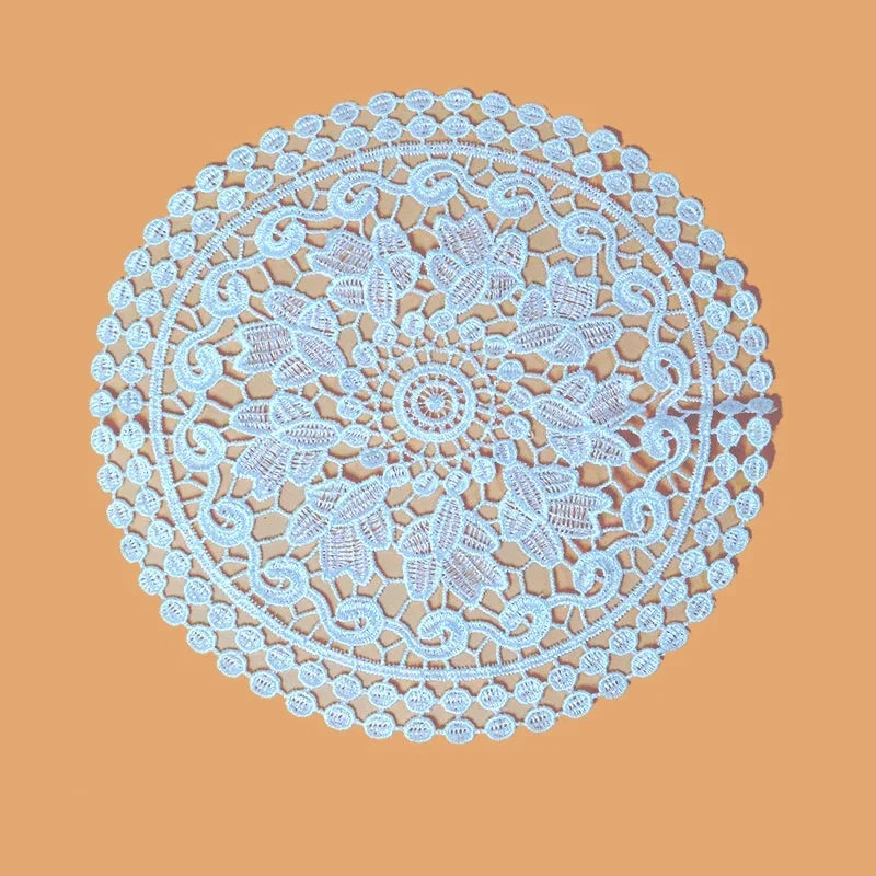 20cm Cotton Crochet Table Placemat French Embroidered Lace Coaster Cloth Coffee Mug Dining Mat Pad Wedding Banquet Home Decor Oasis Select