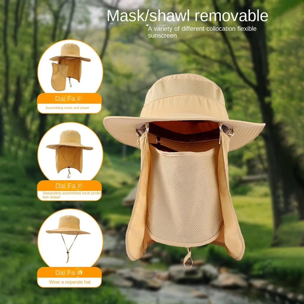 Sun Hats Summer Wide Brim Waterproof Quick-drying Face Neck Cover Fishing Sun Protection Caps Outdoor Visor Bucket Hats Oasis Select