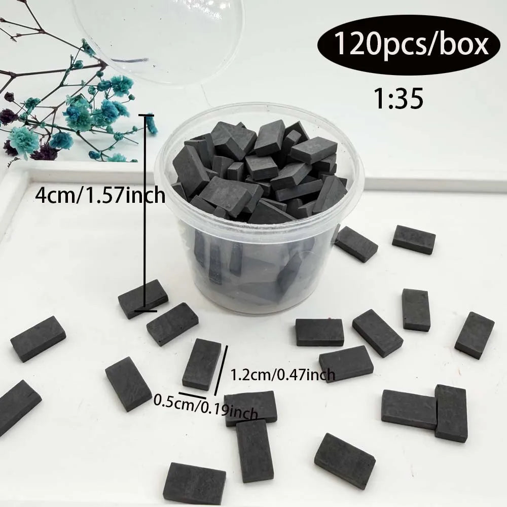 1:35 120pcs MiNi Miniature Gray Orange Bricks-Tiny, Realistic, Weathered Building Blocks for Dollhouses, Gardens, and DIY Models Oasis Select gray