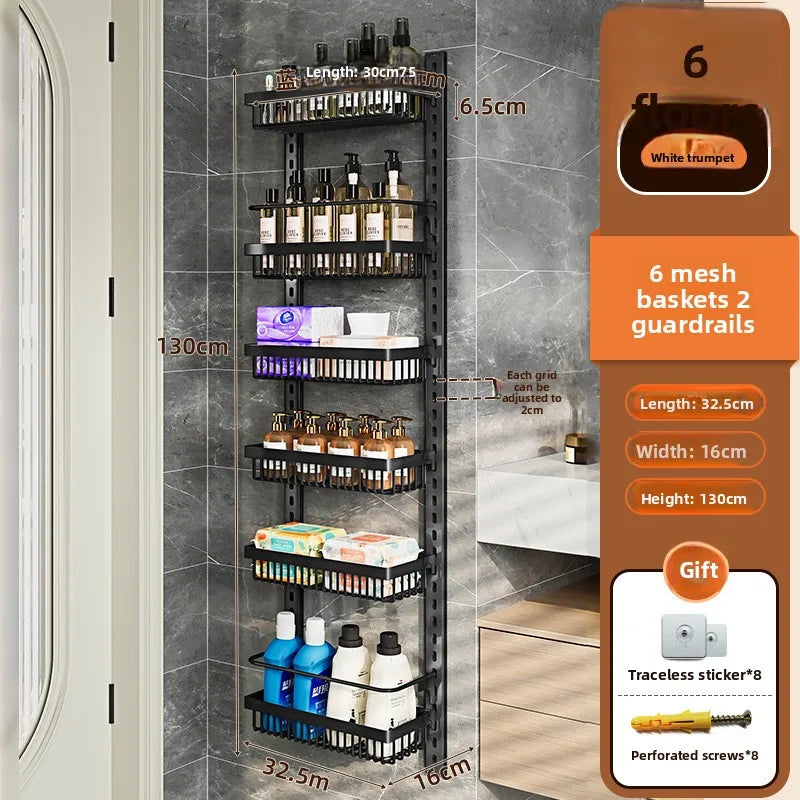 Multi-layer adjustable kitchen cabinet wall condiment seasoning rack No punching wall hanging storage shelf Oasis Select 6-1-Black-6-124 31